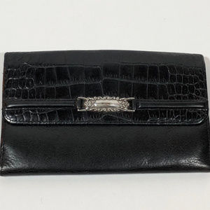 BRIGHTON Black Croc Pattern Leather Wallet